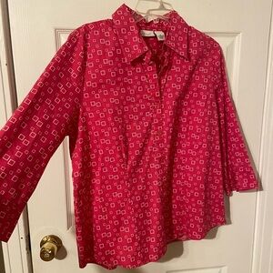 Pink Patterned Button-Up Women's Shirt